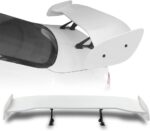 Universal Fit Painted Glossy White  Wing Rear Weatherproof Adjustable Trunk Deck Spoiler with Accessories Kit (57" Lenh / 8.5" Bracket Height)