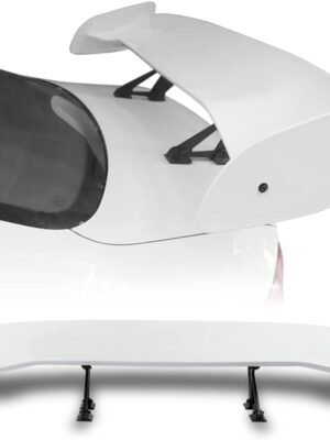 Universal Fit Painted Glossy White  Wing Rear Weatherproof Adjustable Trunk Deck Spoiler with Accessories Kit (57" Lenh / 8.5" Bracket Height)