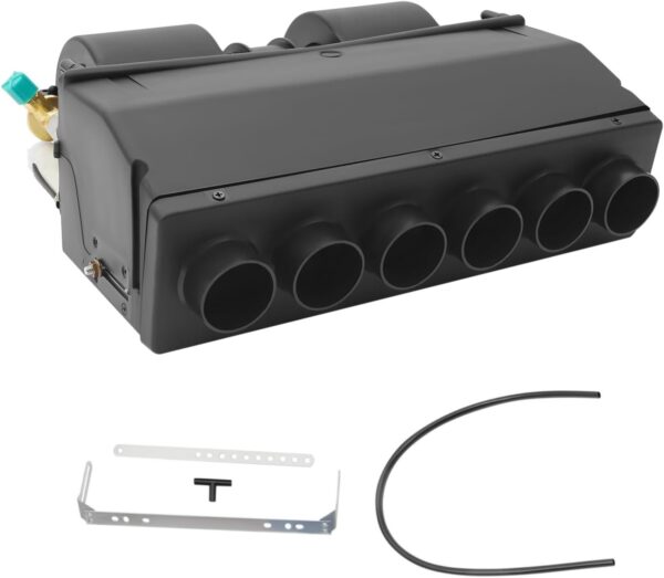 Air Conditioning Evaporator, 12V 80W Universal Car Air Conditioner Car Evaporator 32 Pass 6 Air Outlets 3 Flow Speed 258CFM Volume, Under-Dash A/C Heat & Cool Unit for Car RV Truck
