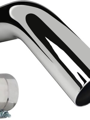 Universal 4" to 6" Exhaust Elbow Pipe with Steel Clamp - Silver Chrome or  Painted for Car, Truck & Diesel