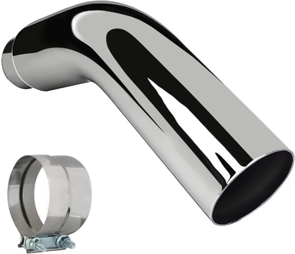 Universal 4" to 6" Exhaust Elbow Pipe with Steel Clamp - Silver Chrome or  Painted for Car, Truck & Diesel