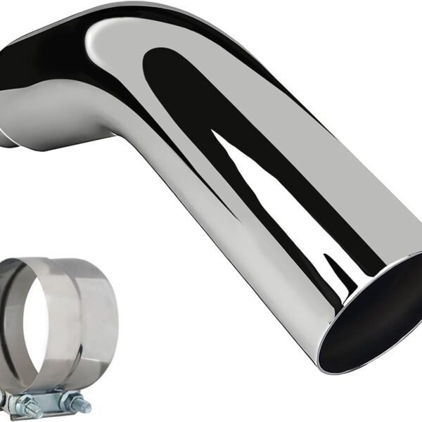 Universal 4" to 6" Exhaust Elbow Pipe with Steel Clamp - Silver Chrome or  Painted for Car, Truck & Diesel