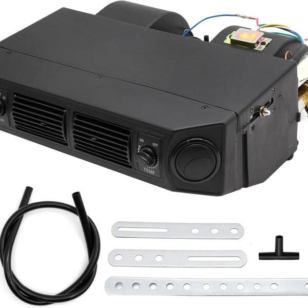 AUTO A/C Air Conditioning Evaporator Assembly Kit 2 Vents 3 Speed 12V Electrical Thermostat 4Max Air Volume 600 CFM, Under-Dash A/C Heating Cooling Unit for Car Truck