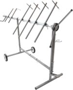 Auto Body Paint Stand, 360° Rotating Heavy Duty Automotive Paint Stand Rack with 2 Wheels, Universal Adjustable Car Parts Painting Stand for Bumpers Fenders Doors Hoo, Silver