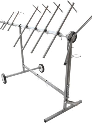 Auto Body Paint Stand, 360° Rotating Heavy Duty Automotive Paint Stand Rack with 2 Wheels, Universal Adjustable Car Parts Painting Stand for Bumpers Fenders Doors Hoo, Silver