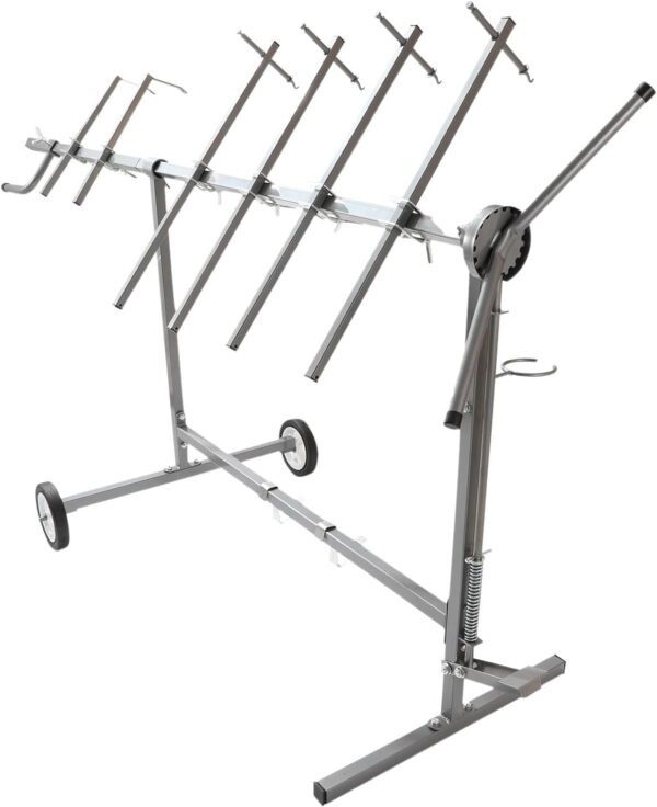 Auto Body Paint Stand, 360° Rotating Heavy Duty Automotive Paint Stand Rack with 2 Wheels, Universal Adjustable Car Parts Painting Stand for Bumpers Fenders Doors Hoo, Silver