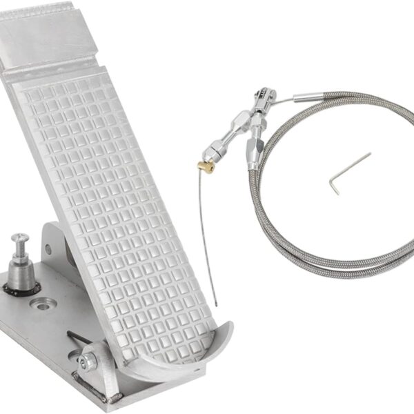 Universal Aluminum Throttle Gas Pedal Assembly with Silver Heavy Duty Cable for Custom Cars, Street Ro & Off-Road Vehicles (2.5x6 Inch)