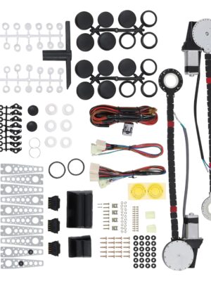 New Universal Electric Power Window Lift Regulator Conversion Kit with Switches Wiring and Hardware for 2 Door Pickup SUV Truck Van Car
