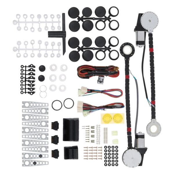 New Universal Electric Power Window Lift Regulator Conversion Kit with Switches Wiring and Hardware for 2 Door Pickup SUV Truck Van Car